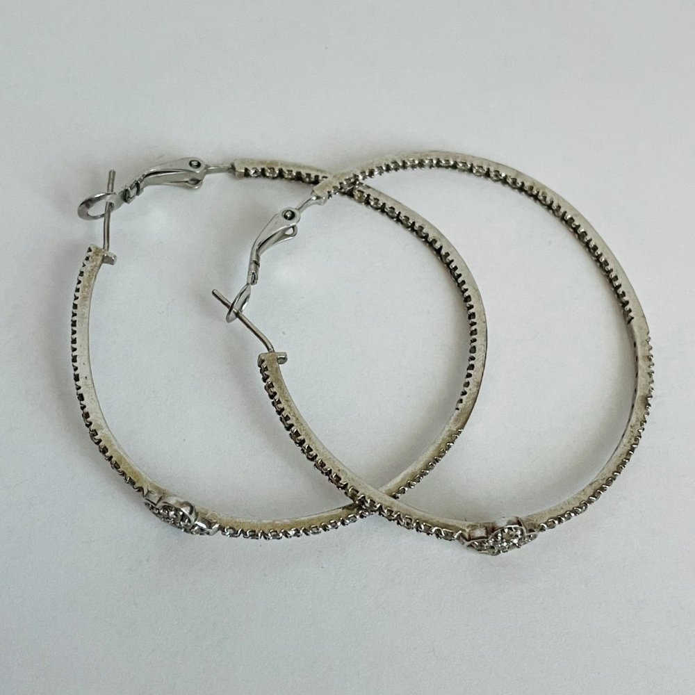 925 Sterling Silver CZ Hoop Earrings - Picture 14 of 14